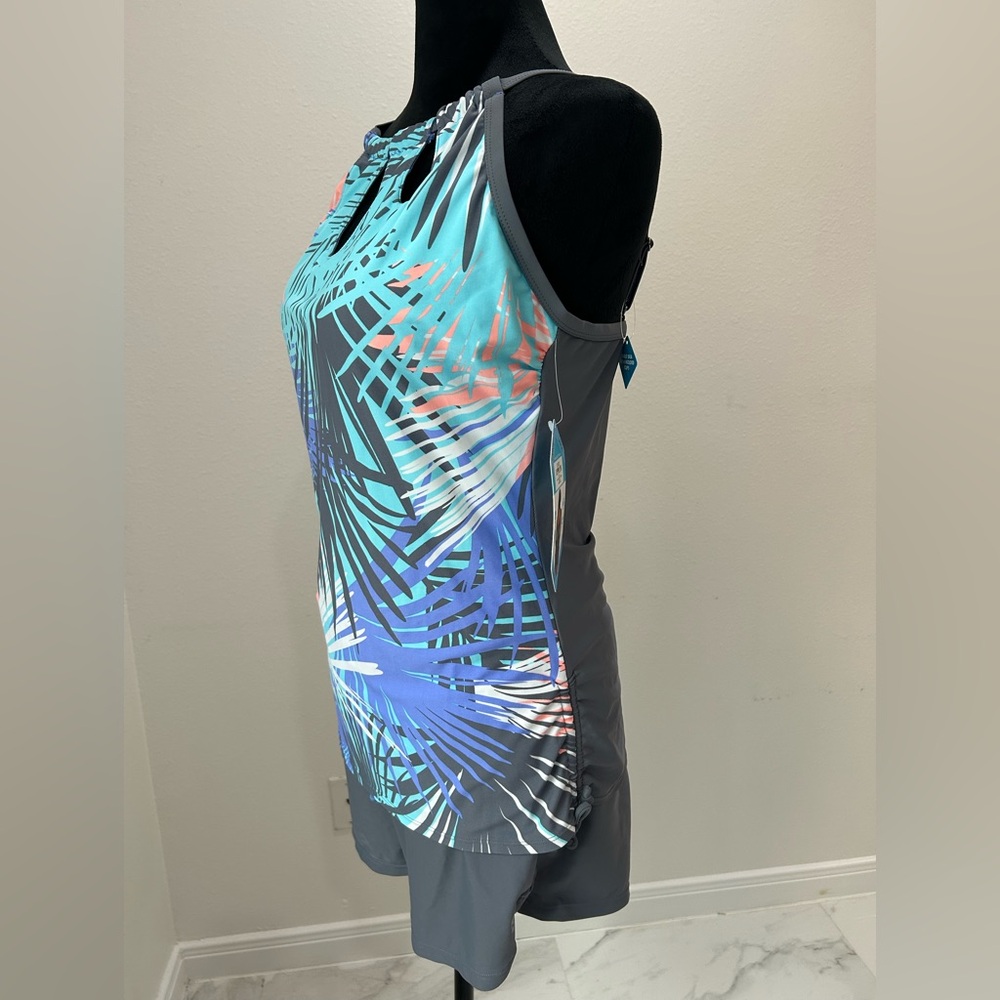 Free Country Blue Tropical Two-Piece Swimsuit, Size L (12-14) NWT - Picture 4 of 9